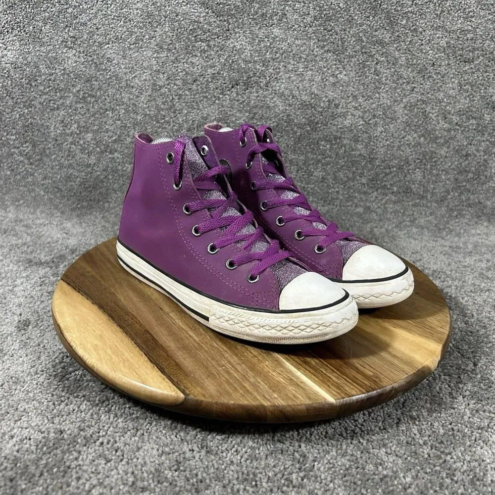 Converse CT All Star 662298C Girls Size 3.5 Graphite Glitter Icon Violet Shoes